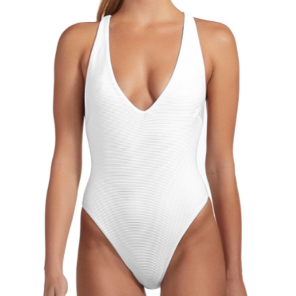 Vitamin A - Alana Bodysuit in White BioRib